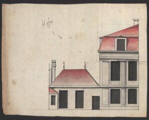 Plan de bâtiments de l'abbaye de Reigny [: façade en retour]. 1706. [1706]