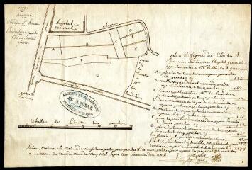 Plan et figure du clos de S[ain]t-Germain, situé vers l'hôpital général, appartenant à M. l'abbé de S[ain]t-Germain / Joinon, Edme arpenteur royal. mai 1779