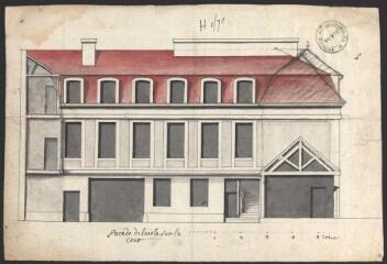 Plan de bâtiments de l'abbaye de Reigny [: façade de l'aile de la cour]. 1706. [1706]