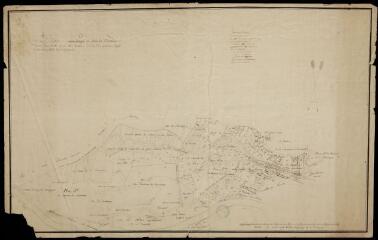 1 vue  - Plan géométrique de partie du territoire de Beaumont avec les cours d\'eau des anciens biefs des moulins du seigneur. (ouvre la visionneuse)
