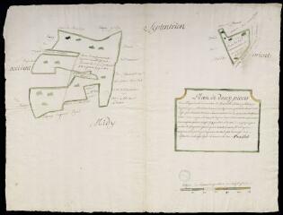 1 vue Plan de deux pièces bois dépendant du domaine de Chaumot situez a Savigny, exploité par monsieur Levieux... / Baillet.