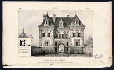 1 vue  - Tanlay, vue du petit château : façade du sud, avec le plan des principales constructions / Victor Petit del. ; [Victor Petit lith.]. (ouvre la visionneuse)