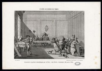 1 vue D'après un dessin du temps : Assassinat de Lepelletier Saint-Fargeau par de Paris, chez Fevrier, restaurateur (20 Janvier 1793) / Typ. Henri Plon ; C. Hettanoat f[eci]t.